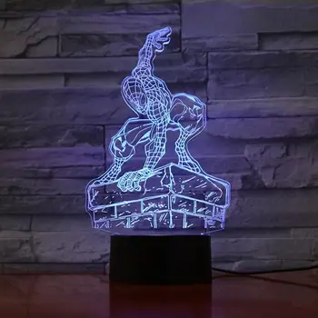 

Spiderman Action Figure 3D Lamp Illusion Night Light LED Bulb Multicolor Flash Fade Children's Christmas Gift Birthday Home Deco