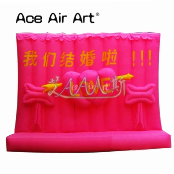 

new product Inflatable pink wedding Background wall with love letters ,Two bow knots for wedding event/stage
