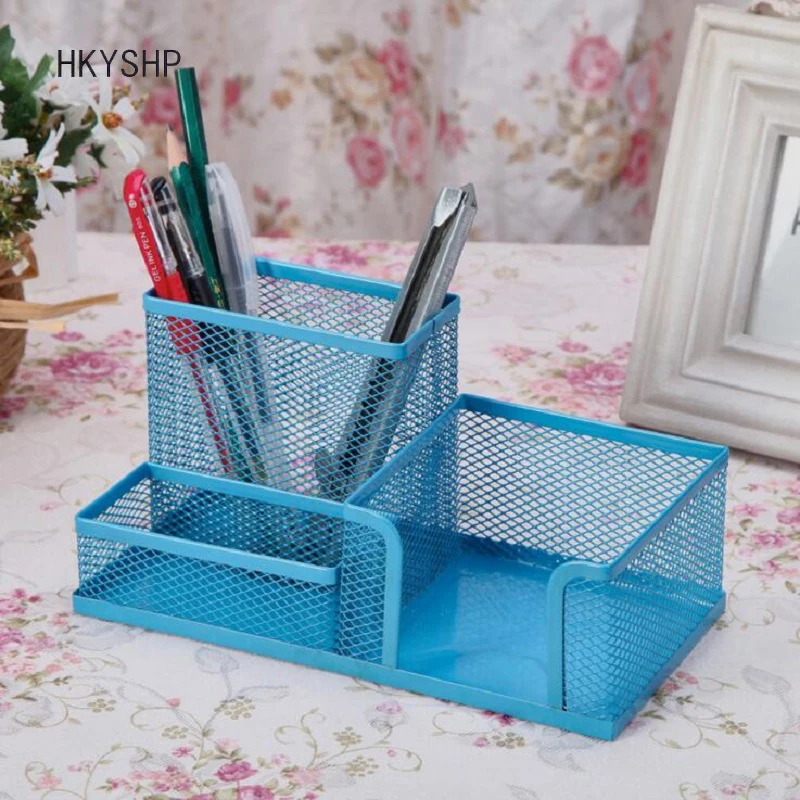HKYSHP Cute creative pen holder color metal grid multi purpose pen