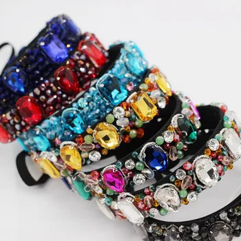 

Europe and America Baroque Heavy Industry Luxury Geometric Color Rhinestone Dance Ball Street Travel Headband 951