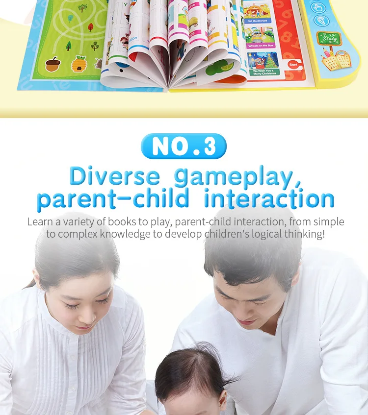 Livro de Aprendizagem com Lógica Educativos para Crianças Multi-função Inglês Eletrônico Leitura Inteligente Caneta Pai-criança Interação Brinquedos Mod. 268943 7 Phones & Accessories