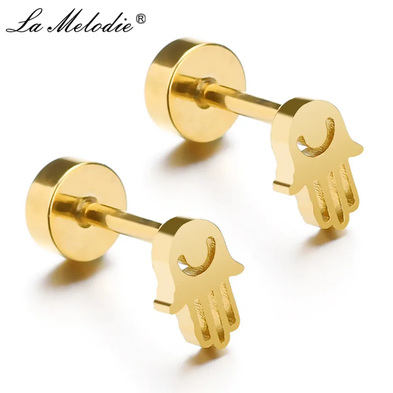 

New Gold Silver Stainless Steel Palms Stud Earrings For Women Ear Jewelry Gift Prevent Allergy Piercing Hands Shaped Earing