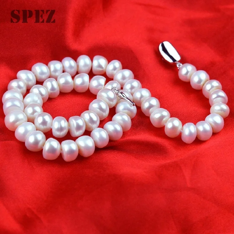 Женское Ожерелье из натурального пресноводного жемчуга SPEZ бусы длиной 45 см 9 10 мм
