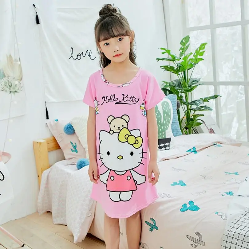 Для девочек ночные рубашки «Принцесса» Летний Детская одежда для детей короткий рукав мультяшная Ночная сорочка для детей Трикотажные героями из мультфильмов NS35 - Цвет: model 1