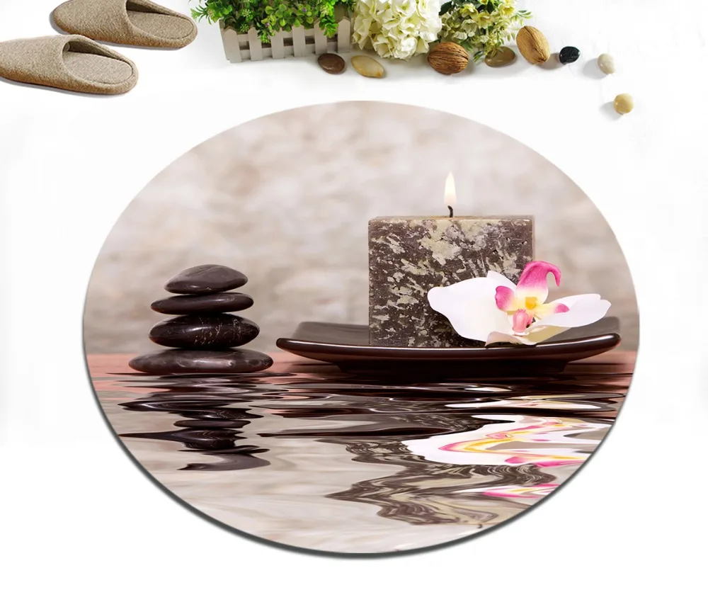 LB Zen Spa камни и свечи для гостиной коврики для ванной комнаты Нескользящие коврики ковры для детской спальни кухни Круглый Пол Дверной Коврик