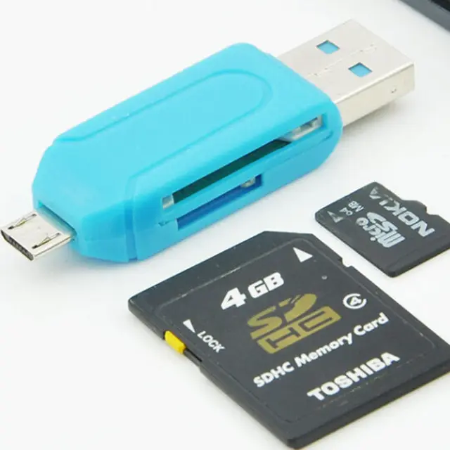 Hot Sale USB 2.0+Micro USB OTG Adapter SD T-Flash Memory Card Reader for Smart Phone
