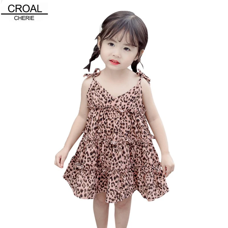 

CROAL CHERIE Fashion Leopard Ruffles Girls Dress Princess Party Beach Dress For Girls Infant Baby Girls Dress 80-120cm