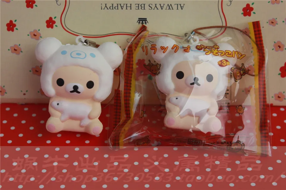 Оригинальная упаковка мягкая кавайная мягкая микс Rilakkuma queeze bun игрушка для сотового телефона san-X squishies Хлеб - Цвет: 5
