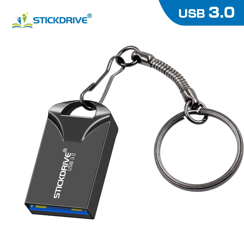 Мини Флешка 64 ГБ флеш-накопитель USB 3,0 32 Гб USB3.0 Флешка 16 ГБ 8 ГБ Флешка 128 ГБ с подарочным кольцом для ключей новейший u-диск - Цвет: Черный