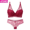 Lujo breve Sexy señora Push up Sujetador de encaje ahueca hacia fuera Bralette Panty Set Intimates blanco negro sujetador de las mujeres breve conjunto ► Foto 1/6