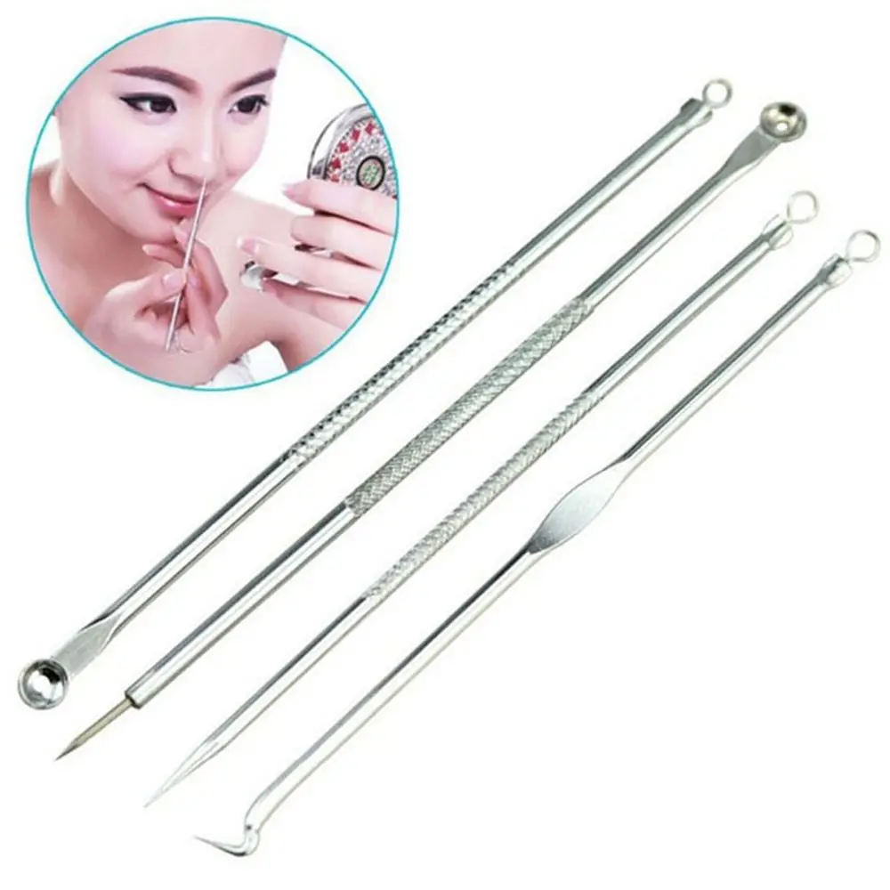 

4 pcs Blackheads Cleaner Remover Comedone Acne Beauty Facial Cleansing Extraction Tool Set Blackhead Blemish Removers Tool