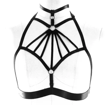 

Women Harness Bra Elastic Adjust Strappy Hollow Out Body Harness Caged Bra Cupless Bra Crop Top Strappy Bralette Dance Rave