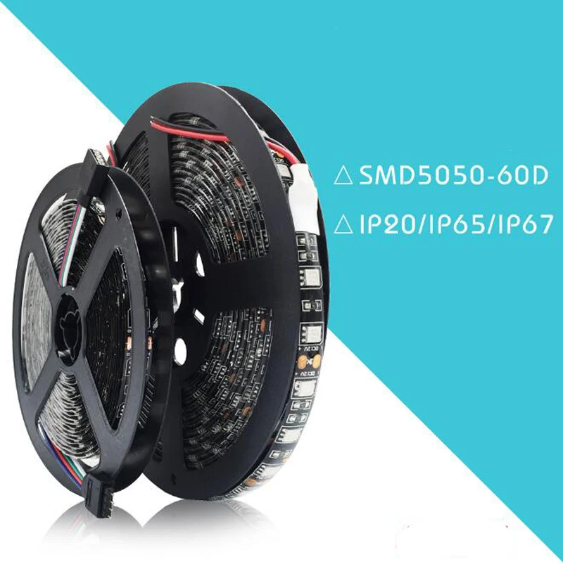 Fanlive 50 м/лот DC12V 5050 полосы света 5050 60 Светодиодные ленты Light 14,4 Вт/м 12lm/светодио дный Черный PCB Waterprooof светодио дный огни Светодиодные ленты
