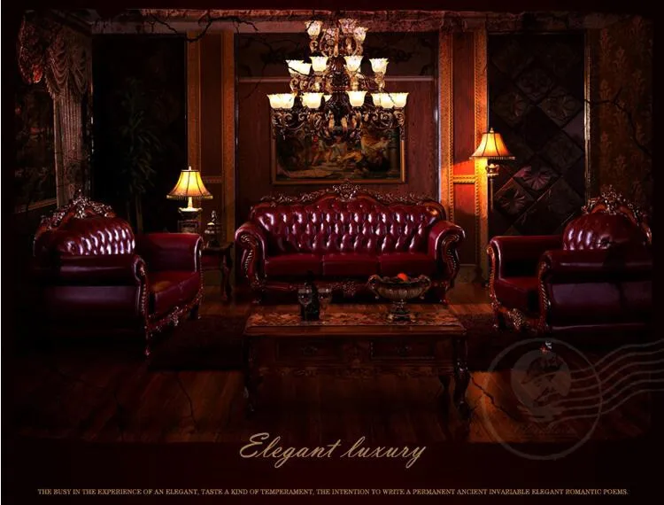Высококачественная Европейская старинная для гостиной диван мебель из натуральной кожи набор 1056