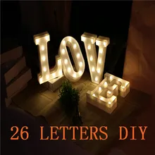 Premium 26 Letters White LED Night Light Marquee Sign Alphabet Lamp For Birthday Wedding Party Bedroom Wall Hanging Decor Gift