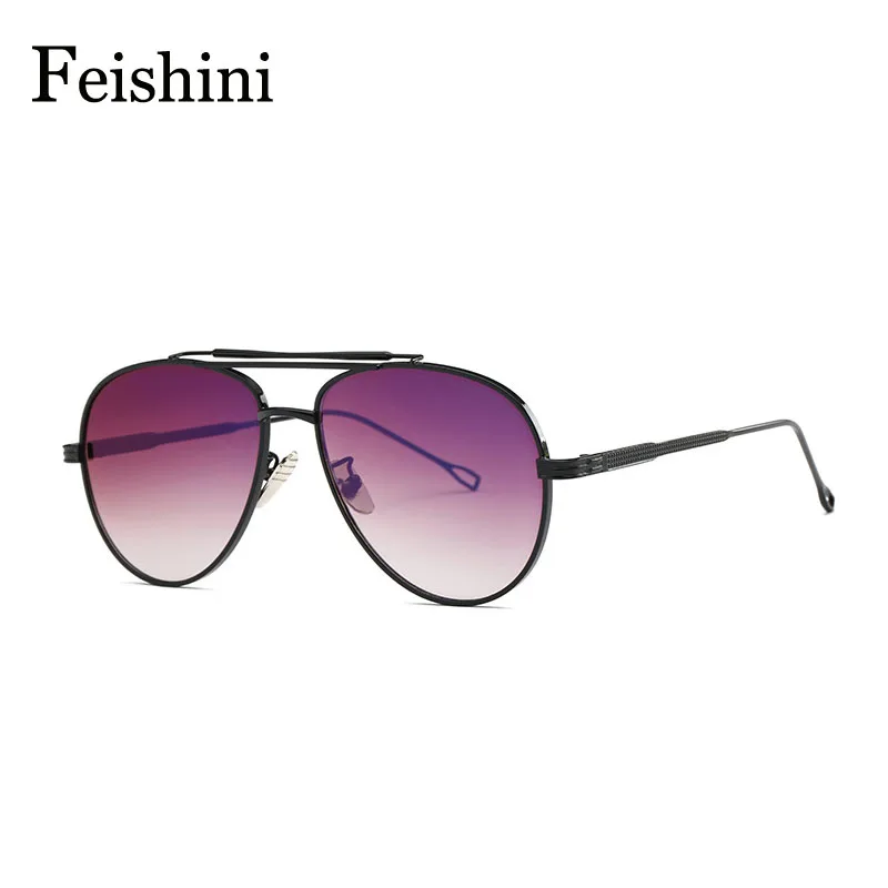

FEISHINI Designer Shop Counters Big Frame Pilot Sunglasses Women 2019 UVB Eyewear Fashion Summer color Sun Glasses Men Mirror