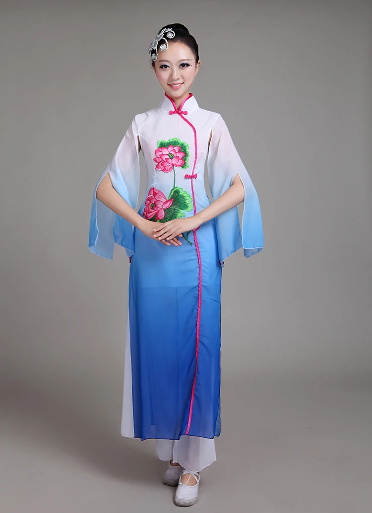 (0185) Women Chinese Folk dance costumes sequins Embroidery peony Hanfu yangko/umbrella/fan dance classical dance costume