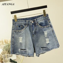 Короткие джинсы женские весна лето джинсовые шорты вышитые вспышки рваные джинсы с высокой талией шорты модные рваные джинсы для женщин