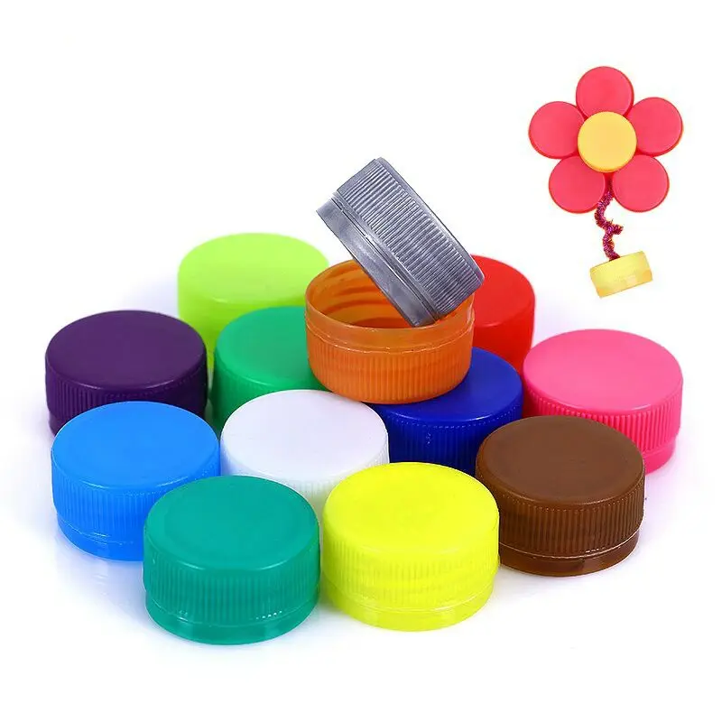 

50 pieces Color plastic bottle cap Kindergarten Hand made Creative Colour Mosaic Bottle Cap Beverage Bottle