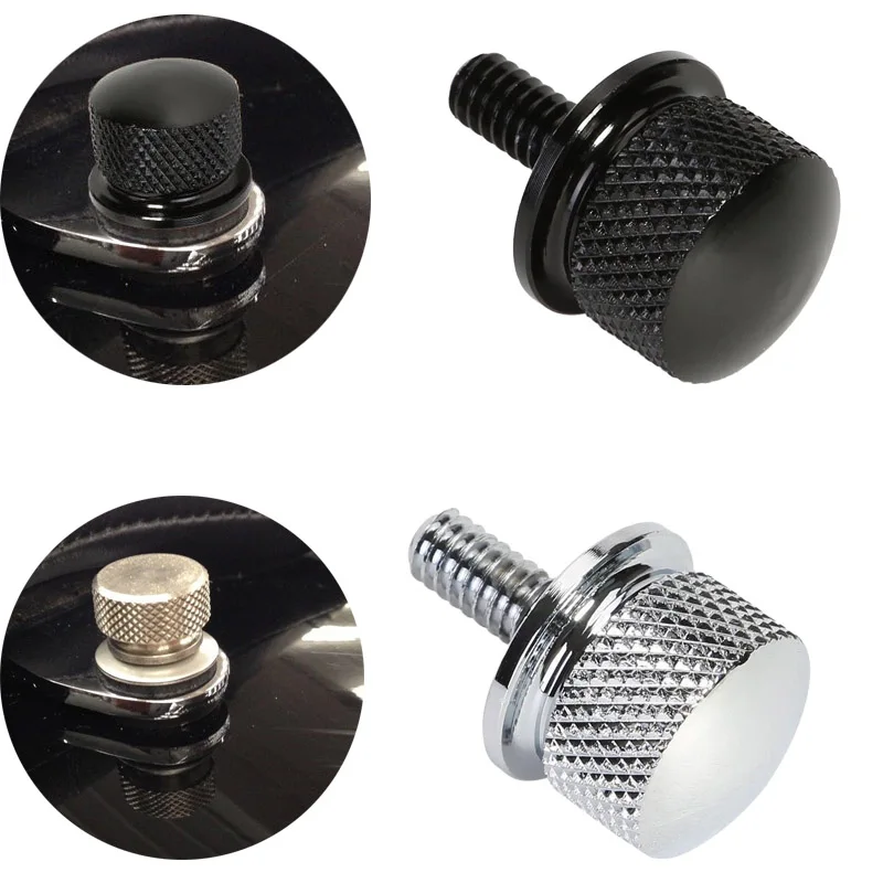 2Pcs 6mm Motorcycle 1/4'' Knurled Rear Seat Bolt Screw Nuts For Harley
