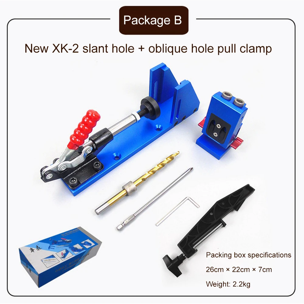 Woodworking Drilling Locator Guide Wood Dowel Hole Drilling Guide Jig Drill Bit Kit XK-2 Woodworking Carpentry Positioner Tool