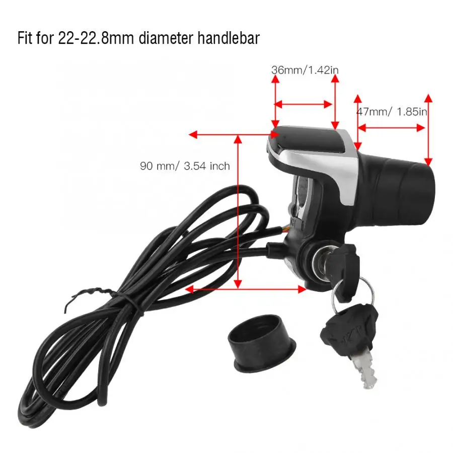 Top 36V Electric Bike Twist Throttle Bicycle Ebike Handlebar Twist Grip Throttle with LCD Display and Key Lock E-bike Handle Bar 6