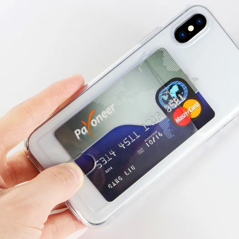 YISHANGOU Credit Card Holder Transparent Phone Case For iPhone 7 8 Plus 10 Soft TPU Back Cover For iPhone 6 6S Plus X XR XS Max YISHANGOU Credit Card Holder Transparent Phone Case For iPhone 7 8 Plus 10 Soft TPU Back Cover For iPhone 6 6S Plus X XR XS Max