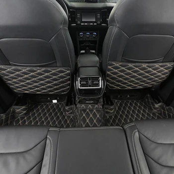 

For Skoda Kodiaq 2017 3PCS PU Leather Car Interior Seat Backrest Anti Kick Pad Car Anti Dirty Mat Armrest Box Protect Pad
