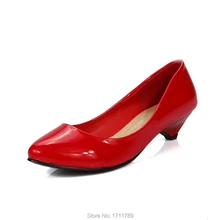 2016 hot fashion low-heeled shoes women’s pumps round toe patent leather women shoes single shoes small big size 32-43 0106