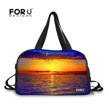 

FORUDESIGNS Setting Sun Designer Student Carry on Luggage Bag Women Weekender Bag Female Travel Duffel Bag with Shoe Pocket