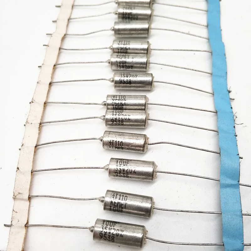 

2pcs US KEMET T110 Series 35V 10uF 20% Axial Tantalum Electrolytic Capacitor