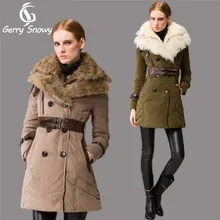 Высококачественные женские зимние куртки, двубортное пальто средней длины из овечьей шерсти с меховым воротником, верхняя одежда на утином пуху