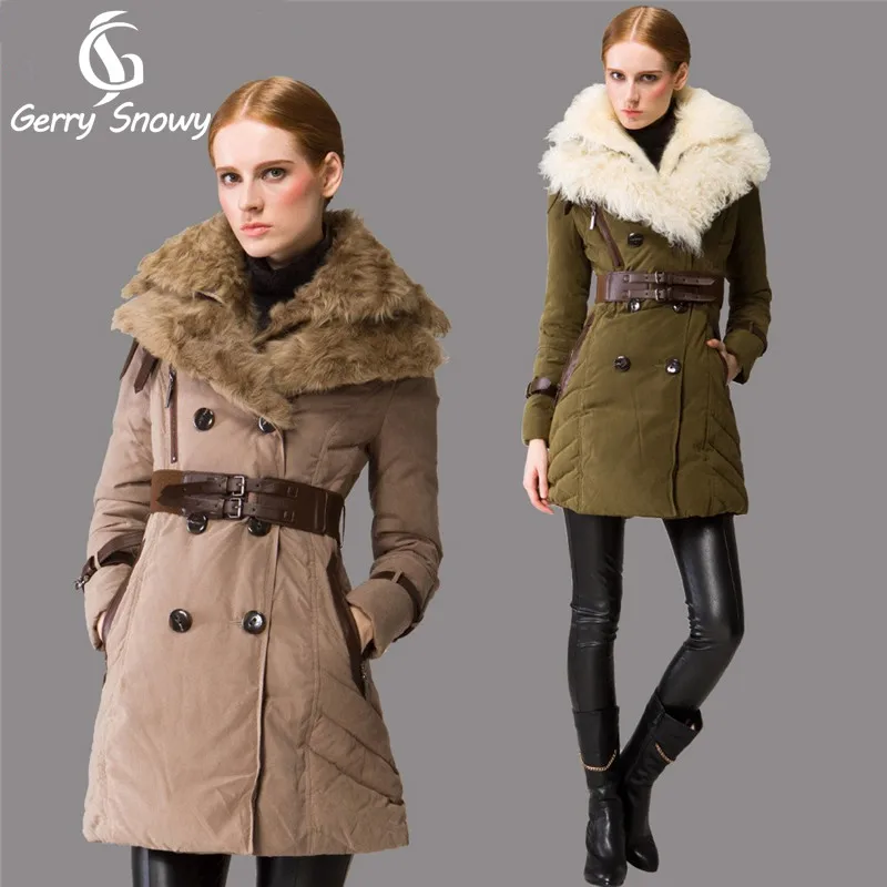 Высококачественные женские зимние куртки 2019 двубортное пальто из овечьей шерсти