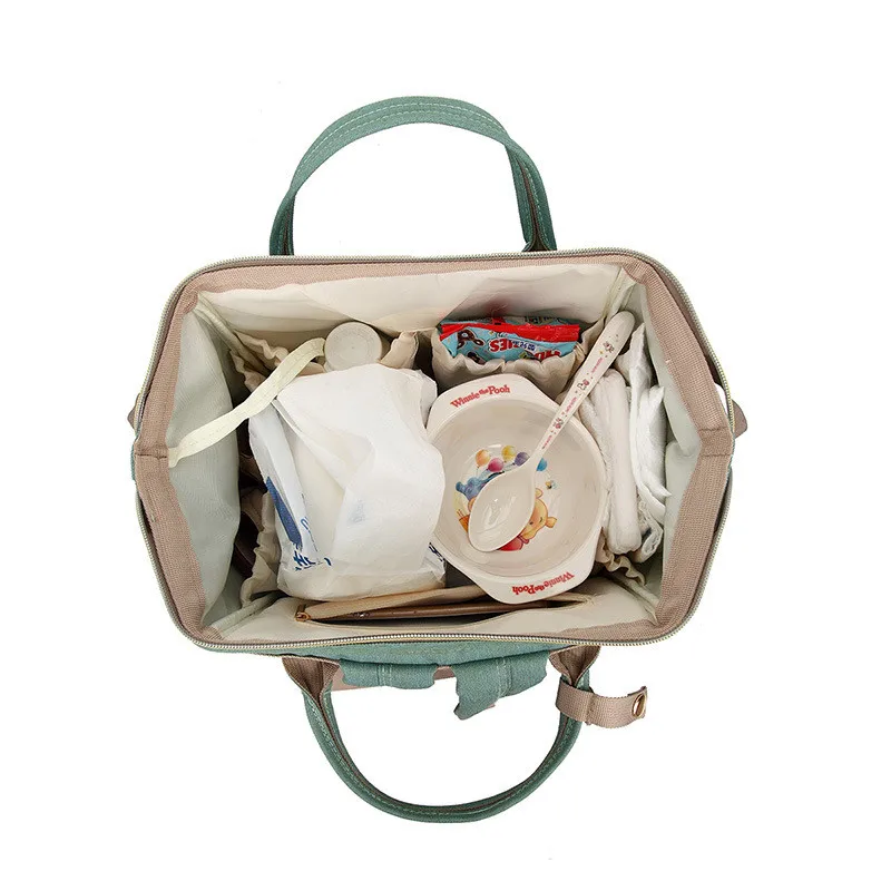 Graffiti Printing Retractable Handle Tablet Bag Inside Patch Pocket Landscape Pattern Insulation Mother Diaper Backpack05