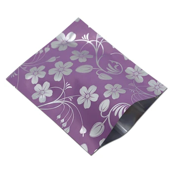 

200Pcs 8x10cm (3.1x3.9inch) Purple Open Top Mylar Foil Packaging Bags with Floral Design Aluminum Foil Packing Pouch for Snack