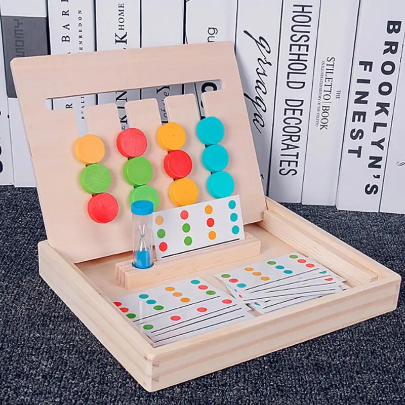  1 Set Baby Educational Toys Wooden Montessori Four Color Matching Games with Hourglass Kids Childre - 33042792947