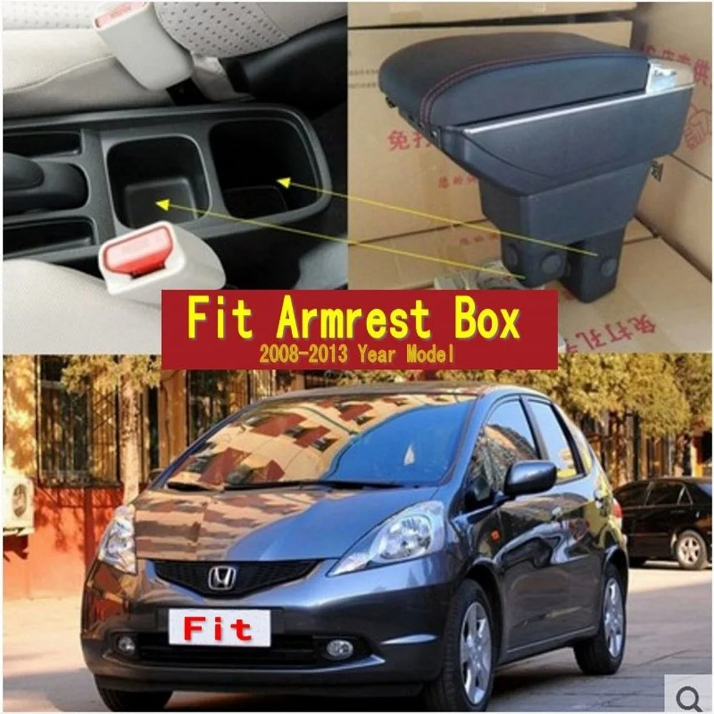 

Centre Console Storage Box Armrest For Honda Fit Jazz 2008-2014 Arm Rest Rotatable 2009 2010 2011 2012