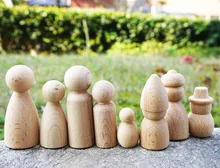 Children Handmade Painting Wooden Dolls Mushroom Fish Trees Snowman/ Kids Wooden Doll Toy DIY Drawing Craft Gift