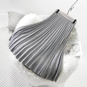 

2019 New Arrival Faldas Saia Midi Skirt Women's Mid-long Autumn And Winter Organ High Waist, Thin Fluffy A-shaped Big Umbrella