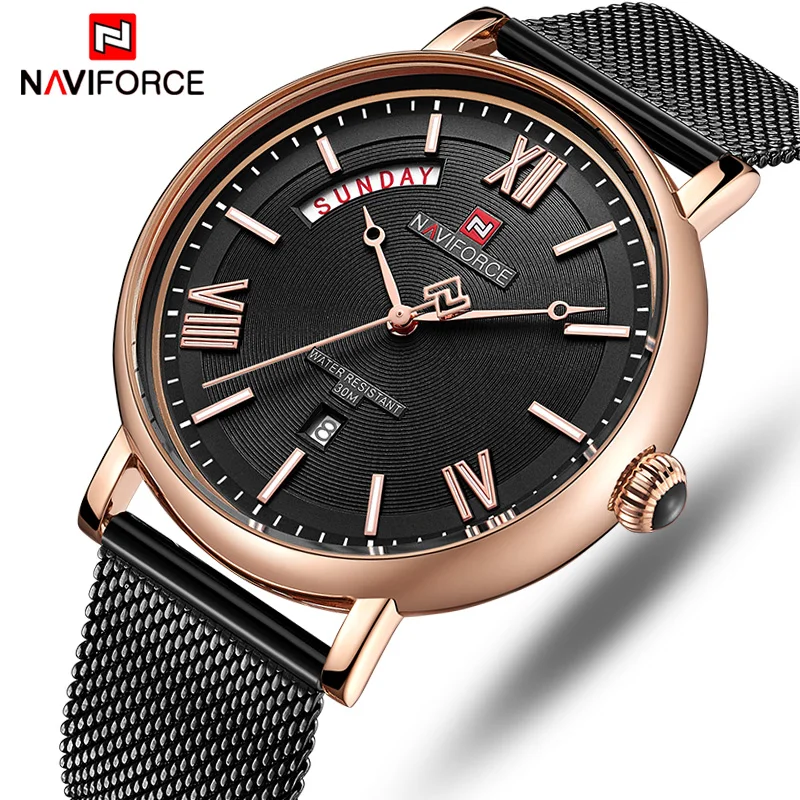 NAVIFORCE Модные мужские наручные часы лучший бренд класса люкс календари кварцевые