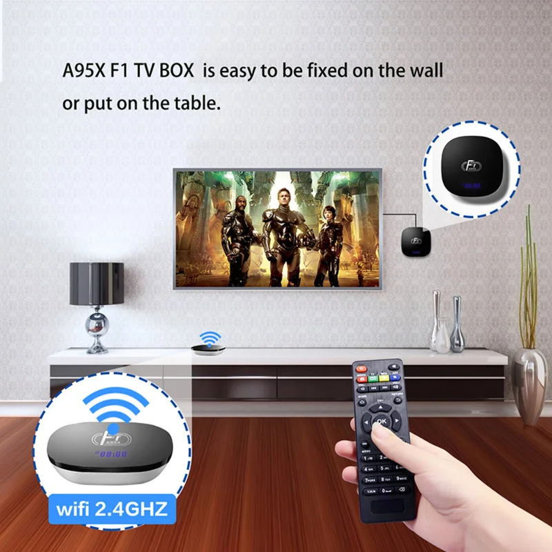 

WiFi 4K HD Media Player Set Top Box TV Receiver Android 8.0 Smart TV BOX 2GB DDR3 RAM 16GB ROM Quad Core S905W 2.4G with Remote