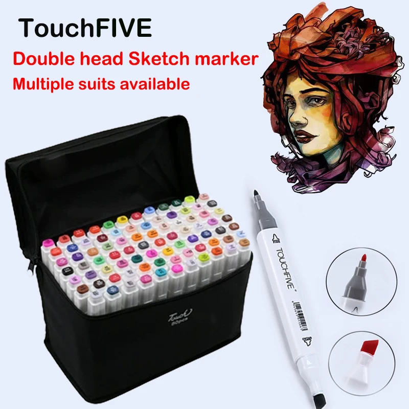 

TouchFIVE Art Marker 80 Colors Drawing Marker Animation Sketch Markers Set For Artist Manga cohol Based Marker Brush supplies