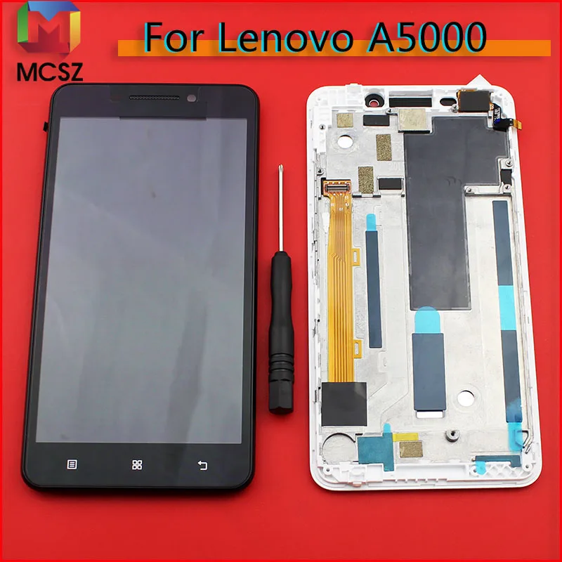 Для Lenovo A5000 ЖК дисплей + сенсорный экран дигитайзер в сборе рамка бесплатные