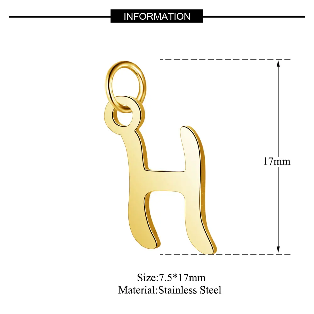 316L украшения с буквами алфавита из нержавеющей стали золотого цвета DIY инициалы из A-Z подвеска с алфавитом с ДЖАМП-кольцо аксессуары - Окраска металла: T544G-H