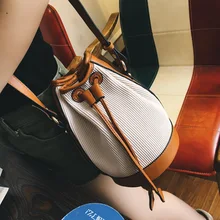 2016 new summer fashion color stripe bucket bag backpack