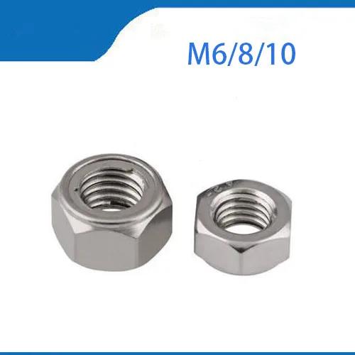 Free shipping 20pcs M6 M8 M10 Stainless Steel Lock Nut Self Locking Hex
