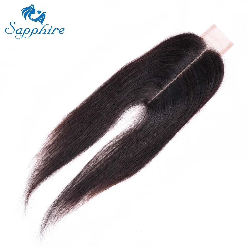 Sapphire Malaysia Straight Remy Hair 2*6 Lace Closure Natural Color Closure 100% Human Hair Middle Part Free Shipping