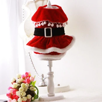 

Christmas Solid Corduroy Autumn/winter Red Dog Dresses Skirt Coat Puppy Clothes Tuxedo Dogs Clothes Pet Clothing Costumes