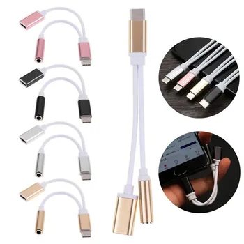 

2 in 1 Type C Audio Charging Adapter USB C Audio Cable to Type-C 3.5mm Jack Earphone Adaptater for Moto z Letv