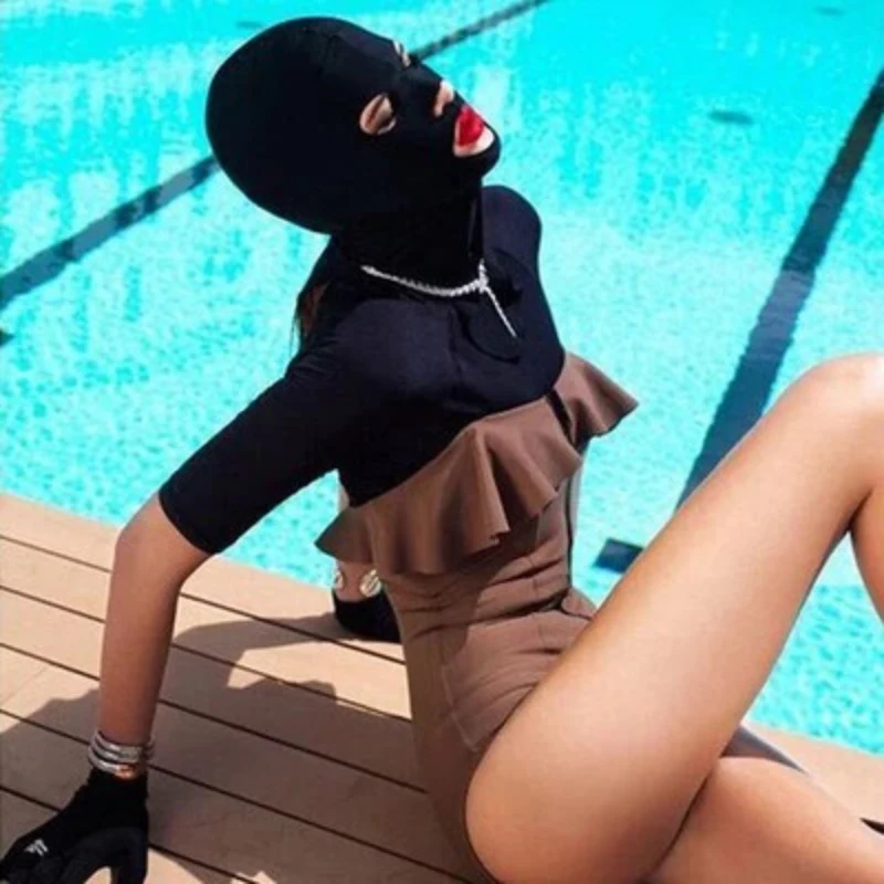 

Full-wrapped Swimming caps Waterproof Anti-UV Sunscreen Face Bikini Ear Long Hair Protection Diving Hood hot sale